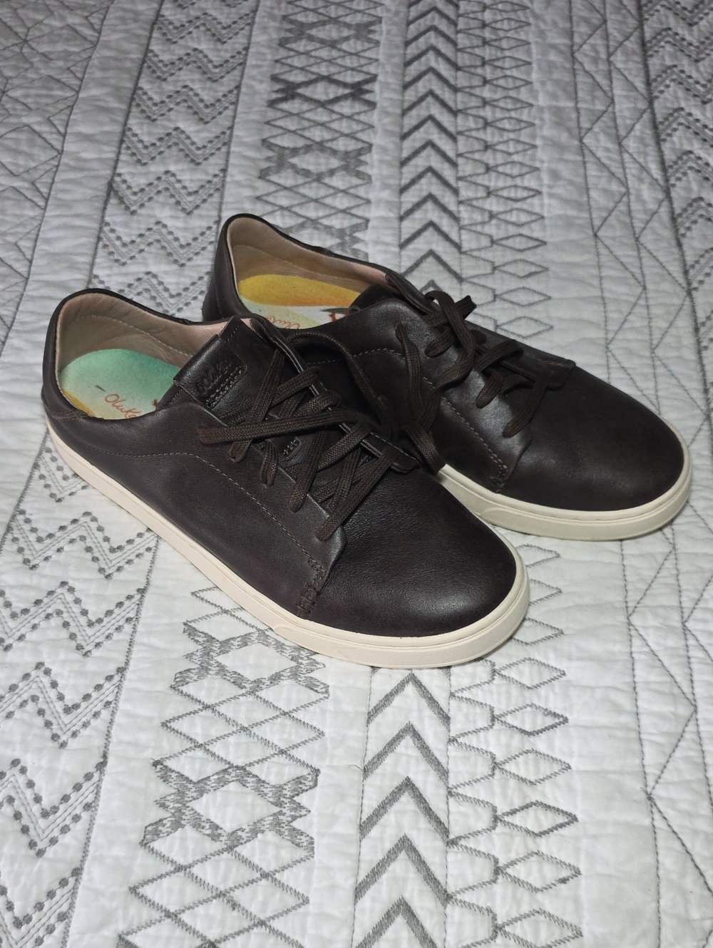 OluKai Women’s Dark Brown Leather Sneakers